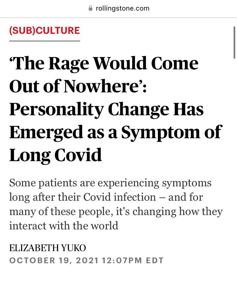 To date, this is still the only article I’ve seen covering the major personality changes associated with Covid/LongCovid. We have normalized endless mass infection amid record disease, disability, & death. There is no testing or data left. rollingstone.com/culture/cultur…