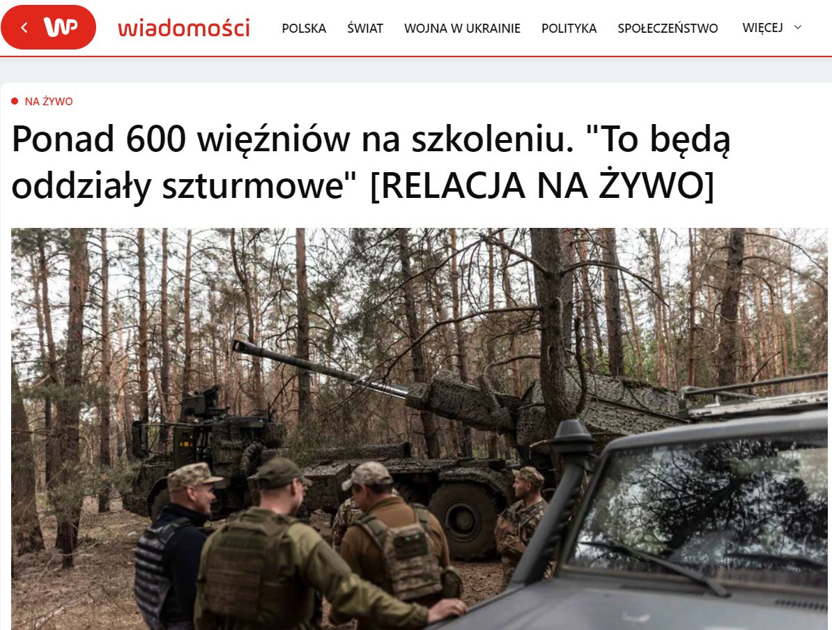 W dzisiejszej relacji na żywo WP PL które przez 2 lata pisało, jak bardzo haniebne,gorszące i przerażające jest werbowanie więźniów na front (przez firme Wagner) zachwyca się jak wspaniałe, romantyczne i szlachetne jest werbowanie więźniów na front (przez firme bandera&zeleński)