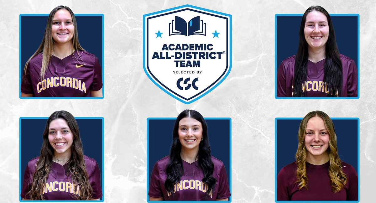 𝗖𝗦𝗖 𝗔𝗖𝗔𝗗𝗘𝗠𝗜𝗖 𝗔𝗟𝗟-𝗗𝗜𝗦𝗧𝗥𝗜𝗖𝗧! ! Corngrats to Cobber softball players Emma Bowman, Kailee Falconer, Mallory Leitner, Danielle Lyon & Lauren Staples, who were all named to the CSC Academic All-District® Team! #RollCobbs🌽 𝗗𝗘𝗧𝗔𝗜𝗟𝗦: tinyurl.com/5fsk244h