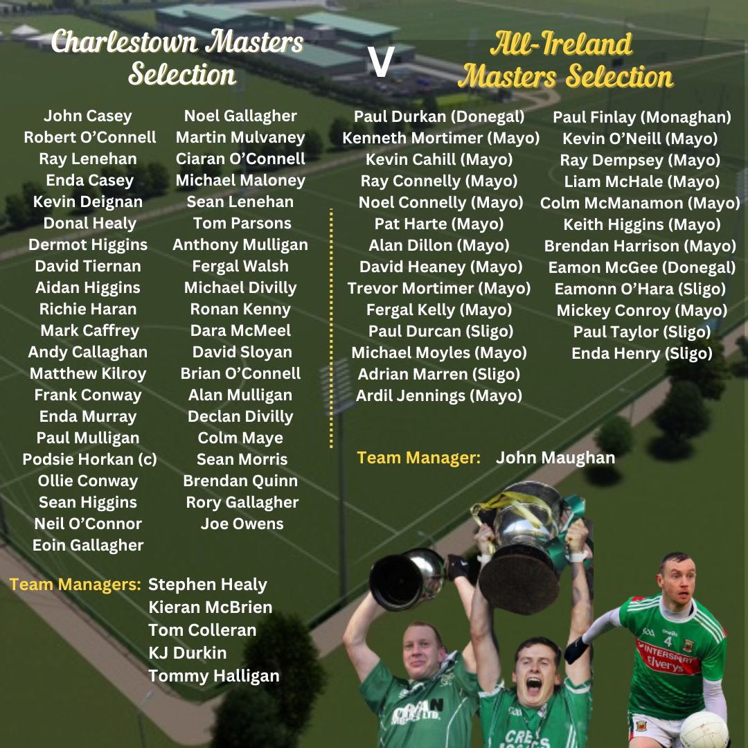 CharlestownGAA's tweet photo. We are pleased to confirm the schedule of events for the Official opening of the Colm Horkan Memorial Pitch this Sunday

3️⃣ x exhibition matches featuring players from all over the country 

Fun for all the family, promises to be a memorable day for our club &amp; community 💚 https://t.co/N20VWv2hva