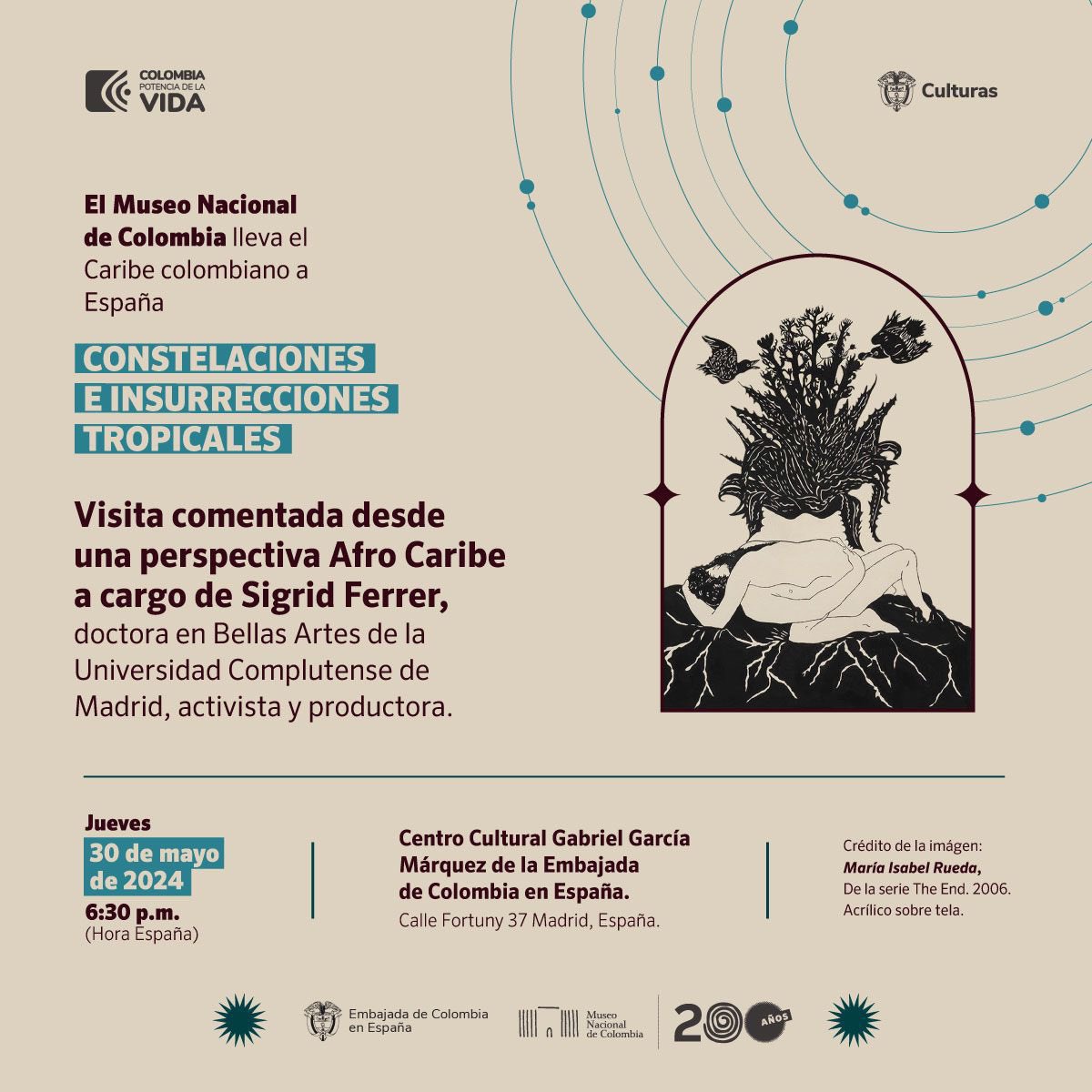 ✊🏾A propósito del mes de la Abolición de la Esclavización, tendremos esta actividad en la @EmbajadaEspCol en Madrid el jueves 30 de mayo con la profesora y activista afrocaribeña Sigrid Ferrer.