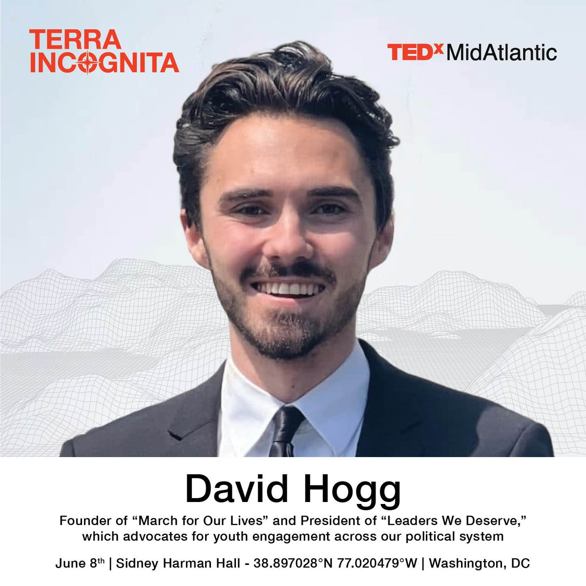 TEDxMidAtlantic (@tedxmidatlantic) on Twitter photo We're counting down the days to June 8 — and we're grateful to all of our amazing presenters and speakers joining us to share their insights and talents, including <a href="/davidhogg111/">David Hogg 🟧</a>. Will you be there? Tickets on sale now @ tedxmidatlantic.com We're counting down the days to June 8 — and we're grateful to all of our amazing presenters and speakers joining us to share their insights and talents, including <a href="/davidhogg111/">David Hogg 🟧</a>. Will you be there? Tickets on sale now @ tedxmidatlantic.com