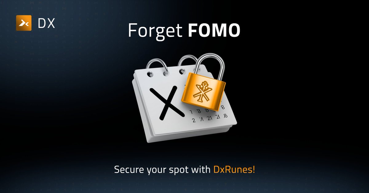 🔒 Forget #FOMO, Secure Your Spot on #DxRunes! 🚀 Take control of your #crypto journey with DxRunes. Mint #tokens on the #Bitcoin protocol easily and securely. Join DxRunes today: runes.dx.app