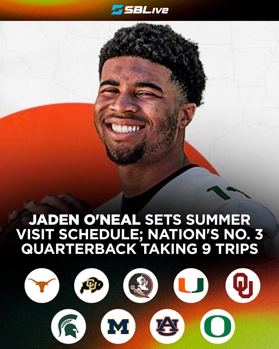 It is going to be a very busy summer for 4⭐️ QB @Jadenoneal_26 ✈️🏟️ highschool.athlonsports.com/recruiting/202…