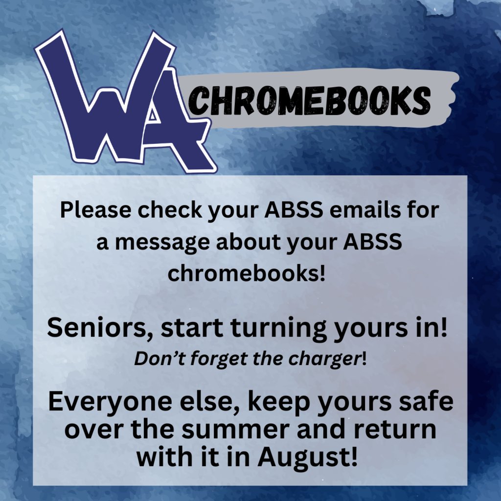Students, please check your ABSS email for information about your chromebooks.