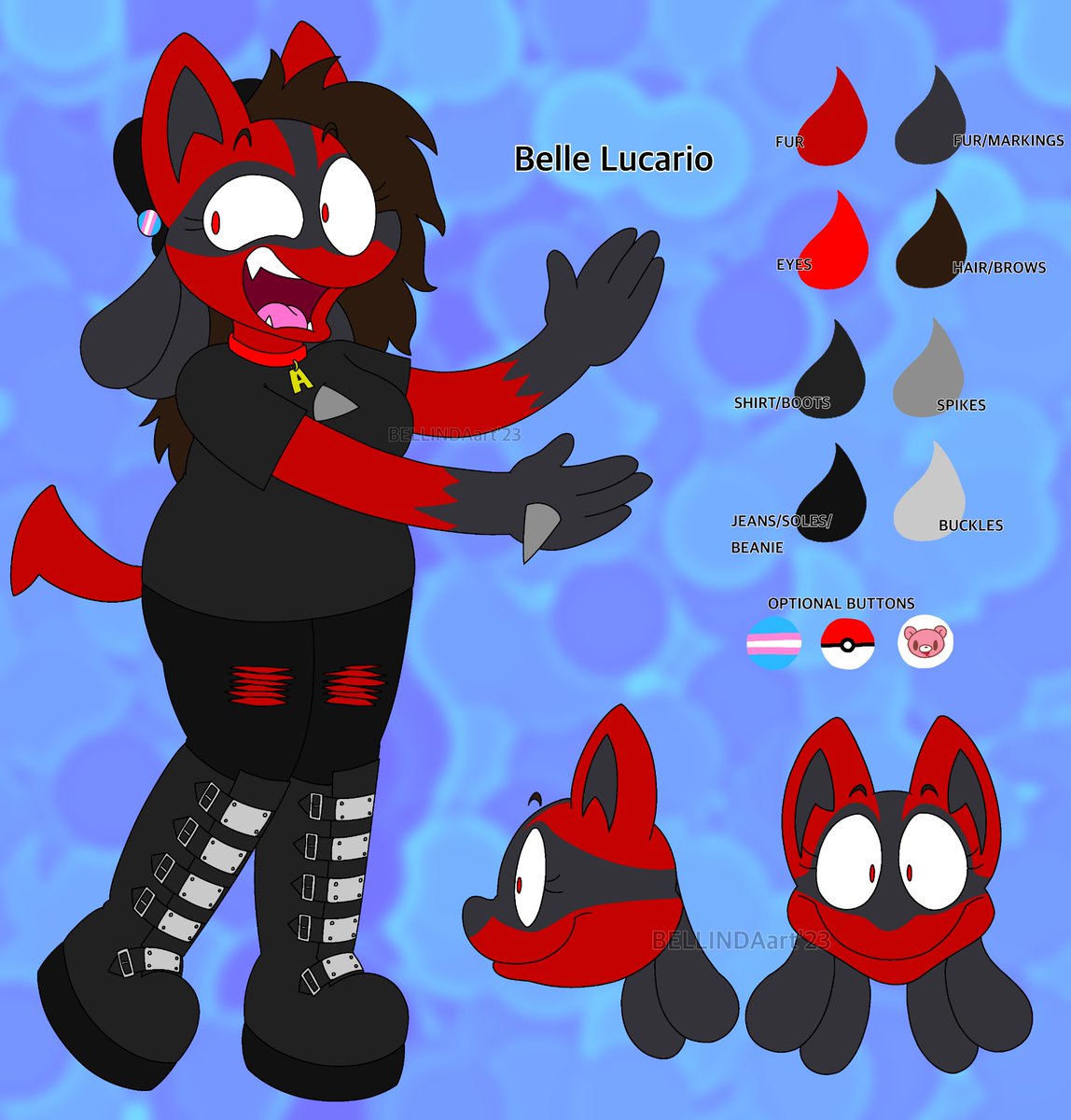 I need to post here again D: here’s a ref of my Belle Lucario 🤘