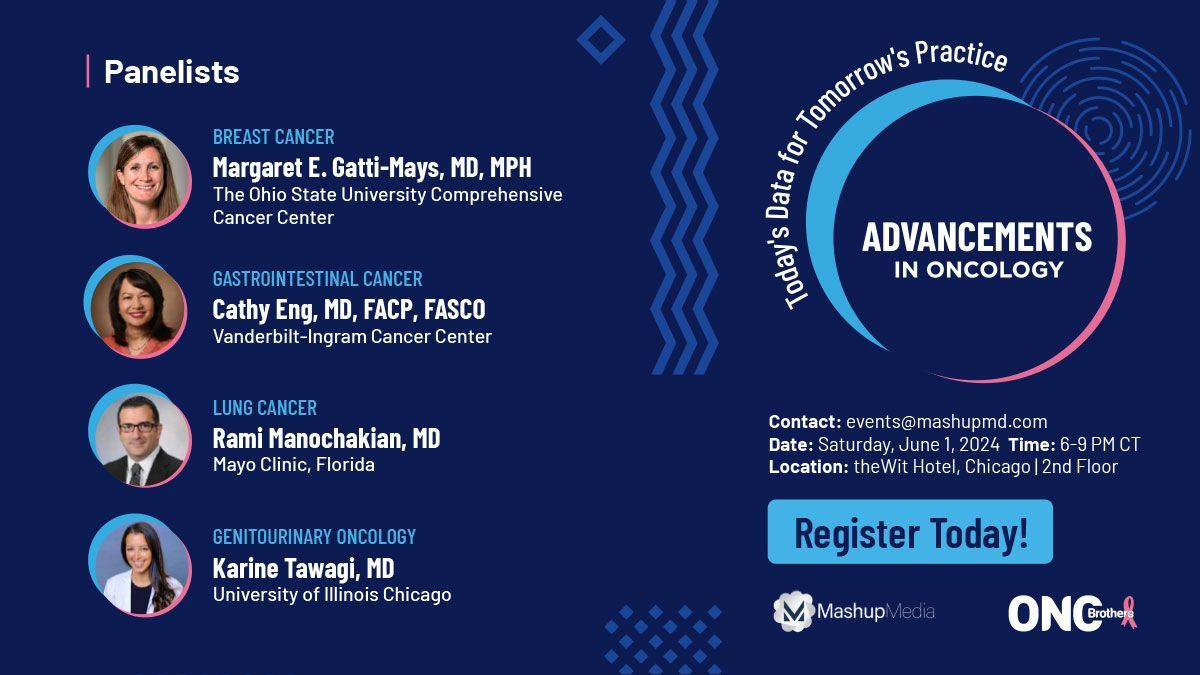 ⏰ Counting down until #ASCO2024? 👋 Us too! We're so excited for the meeting and the @OncBrothers Advancements in Oncology event on Saturday, which will feature expert perspectives on key #ASCO2024 data! 📧 Email events@mashupmd.com for a chance to attend this exclusive event!