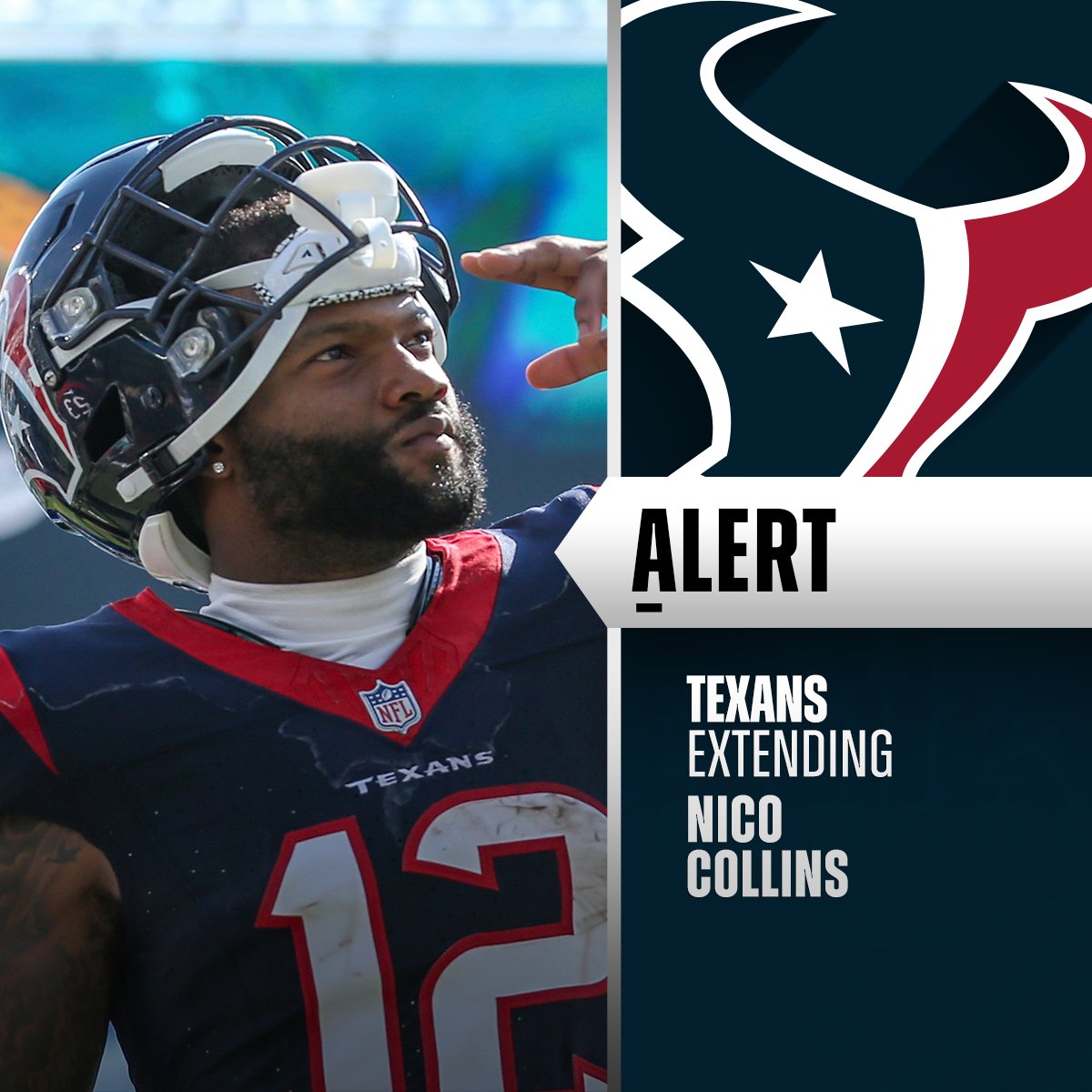 Texans signing WR Nico Collins to three-year, $72M extension. (via @tompelissero)