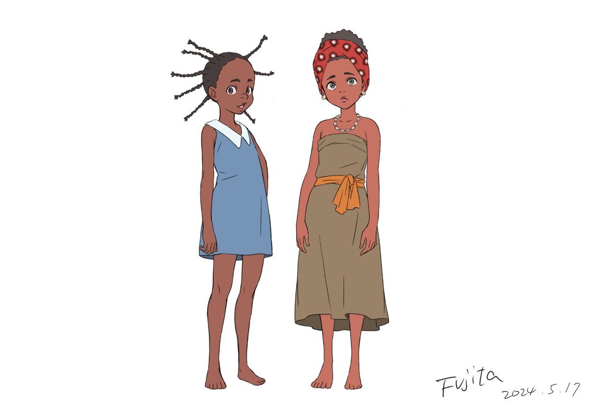 AfricanOtd's tweet photo. The first afro-anime film MFINDA has begun their pre-production with character design! The main characters are designed by character designer &amp; key animator Shigeru Fujita known for Perfect Blue, Metropolis, Tales of Earthsea &amp; Mary and the Witch’s Flower ! https://t.co/yLlwWkSw4j