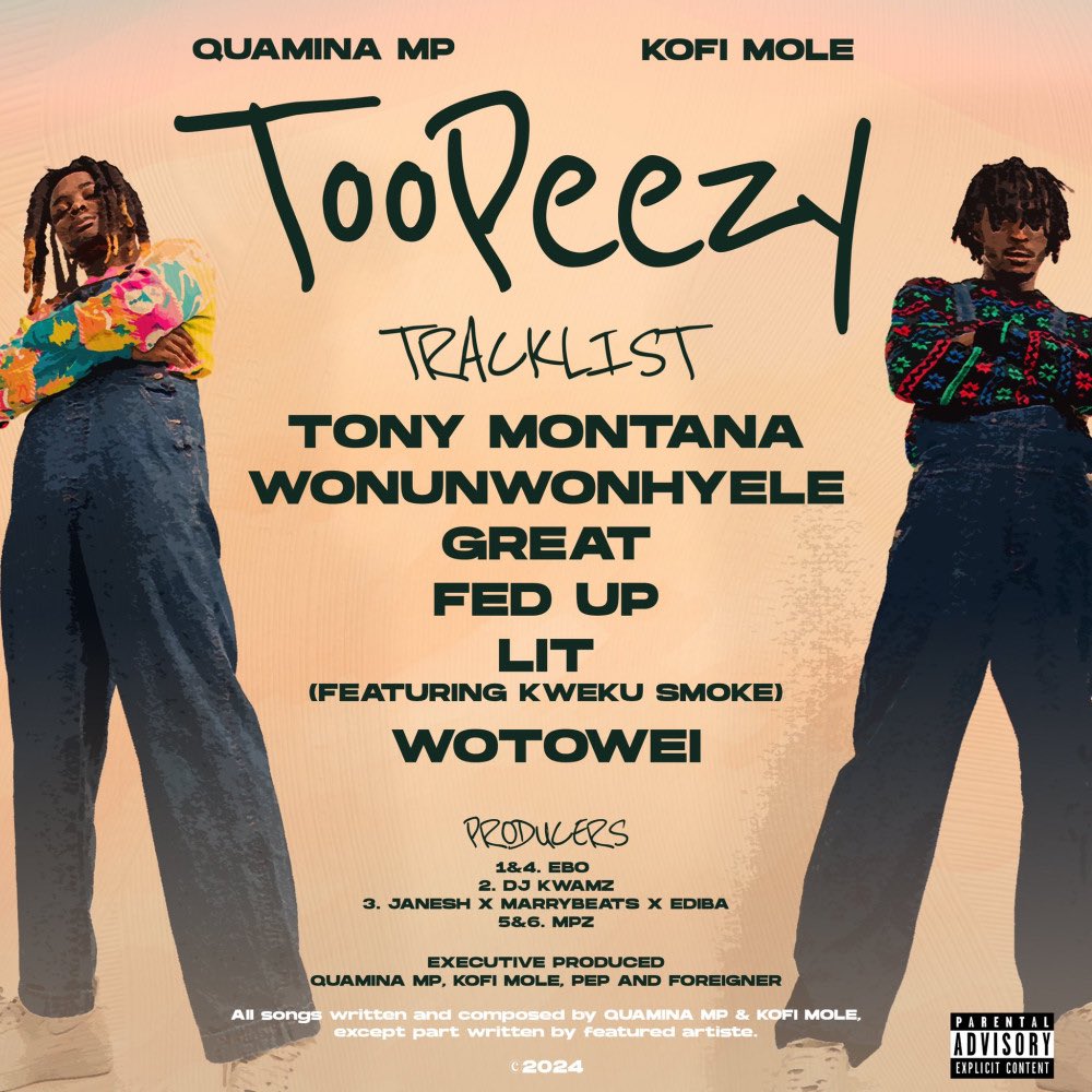 🇬🇭🚨🎶 In a bold statement of creativity and collaboration, Quamina MP (@Quamina_Mp) and Kofi Mole (@kofi_mole) have joined forces to release their ground-breaking EP, “Toopeezy.”

Read More : amplifyghana.com/article/news/-…🧡
