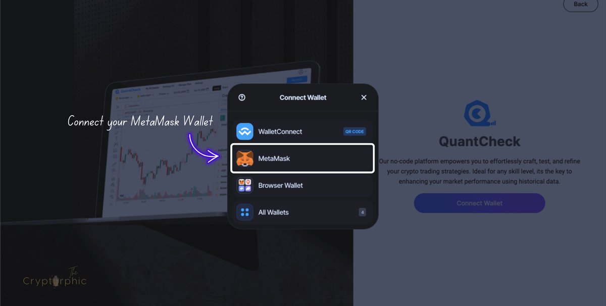 Cryptorphic1's tweet photo. Here are the 6 steps to participate in the QTK Airdrop Quest.

Step 1: Sign Up
Visit QuantCheck and click on ‘Connect Wallet.’ Connect your preferred DEX wallet (MetaMask recommended). Complete the registration form with your full name and email address. You can join using this referral link https://t.co/uz6QRLkc9C
Easy as that! ✅
