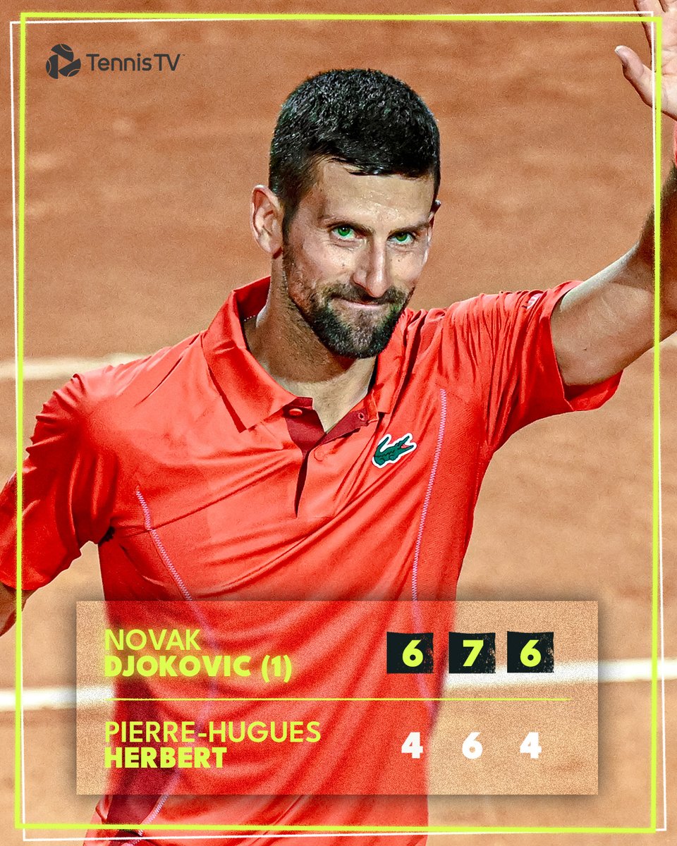 Up and running 🏃‍♂️ Reigning champ @djokernole gets his #rolandgarros campaign off to a fast start coming through vs Herbert in straight sets @rolandgarros