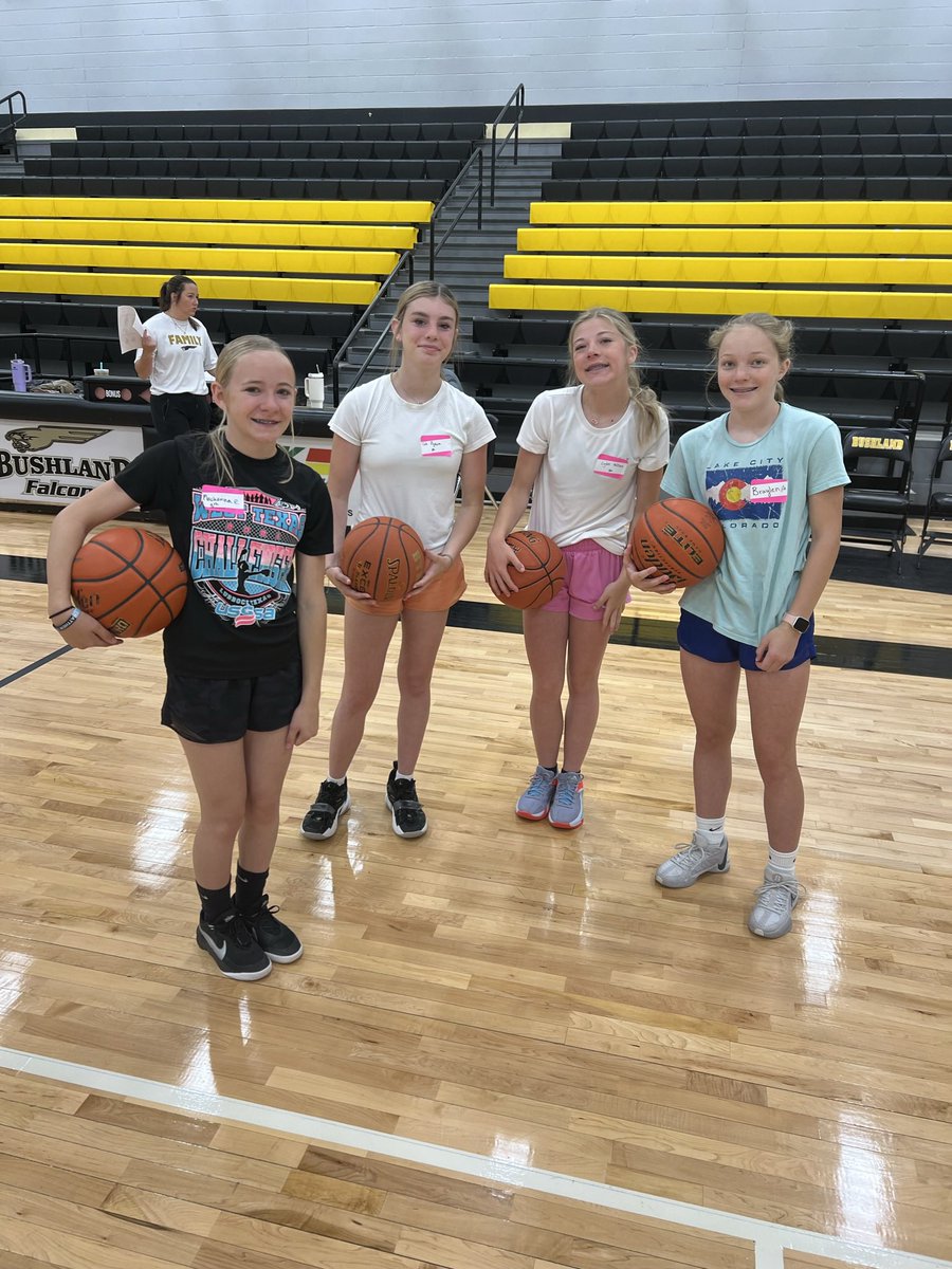 Day 1 of Lady Falcon Basketball Camp in the books!  💪🖤 💛 🏀 
A full house! 

#WEAREBUSHLAND