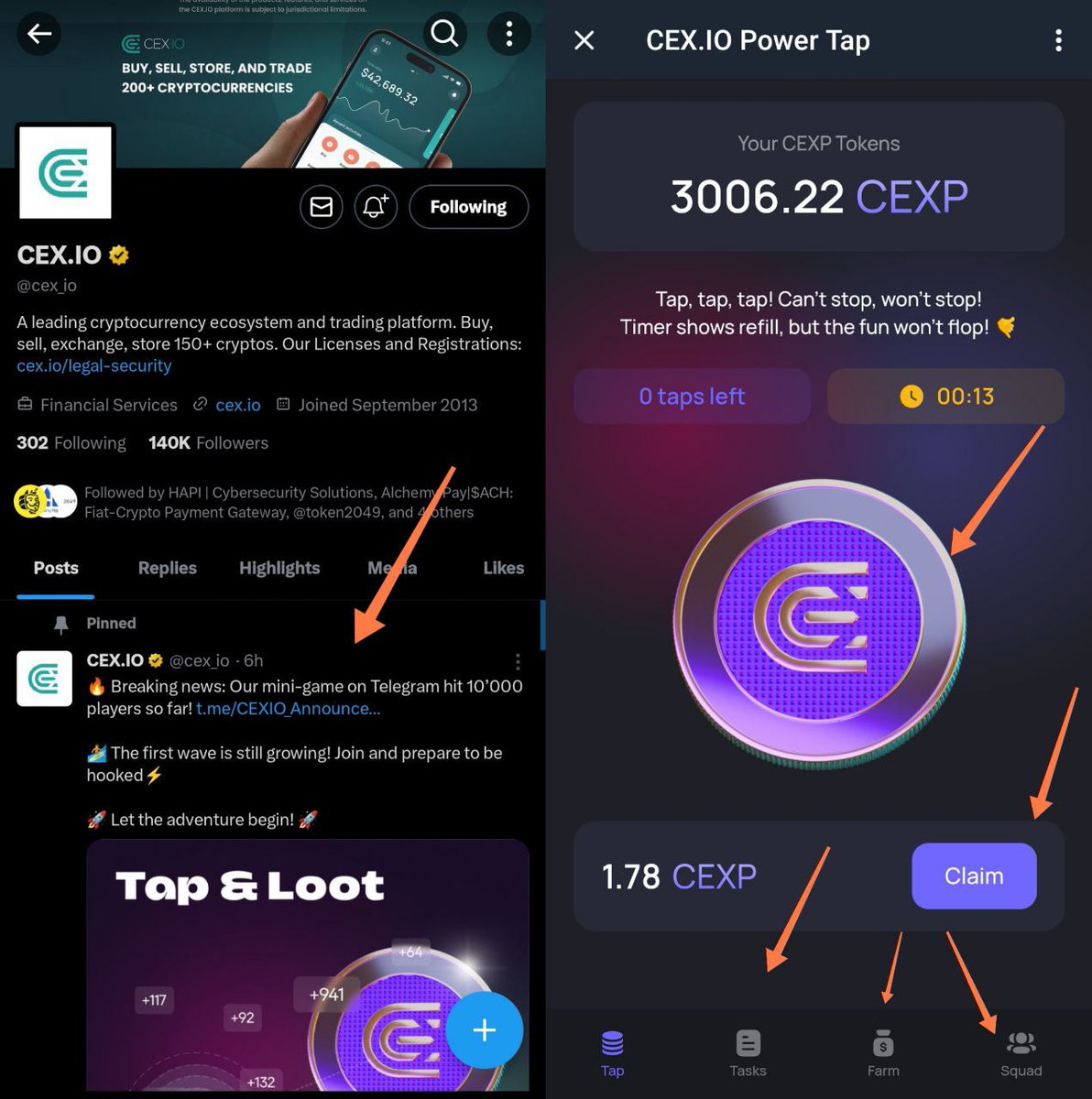 #CEX IO Exchange Official TG BOT MINING 🔥Now Everyone Are Millioner 
Join Here👇

t.me/cexio_tap_bot?…

Our CEX.IO Power Tap mini-game just landed on Telegram!
Prepare to be hooked! 
Let the adventure begin! 
#TapToMine #NewTelegramBot #PiNetwork #Notcoin