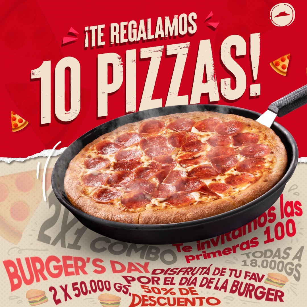 PizzaHutPY's tweet image. ¡Hoy regalamos 10 pizzas! 
Para participar sólo tenes que: 
Darle like al posteo.
Comentar el posteo. 

¡Y si le das RT tenés más chances de ganar! 🍕#PizzaHutPy