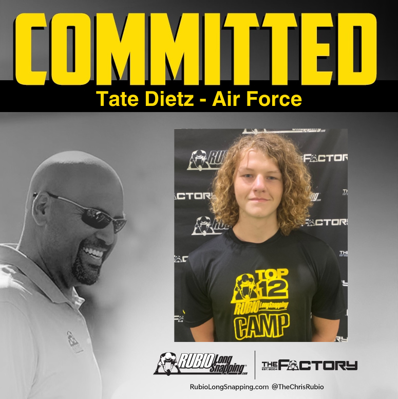 TheChrisRubio's tweet photo. SHOWTIME!!!

Rubio Long Snapper and TOP 12 Camp Invitee Tate Dietz (TX, 2025) has committed to....

https://t.co/VL6WoE2AJv

#RubioFamily | #ToeTheLine #AirForce #FlyFightWin | #BoltBrotherhood https://t.co/uZBFLboa61