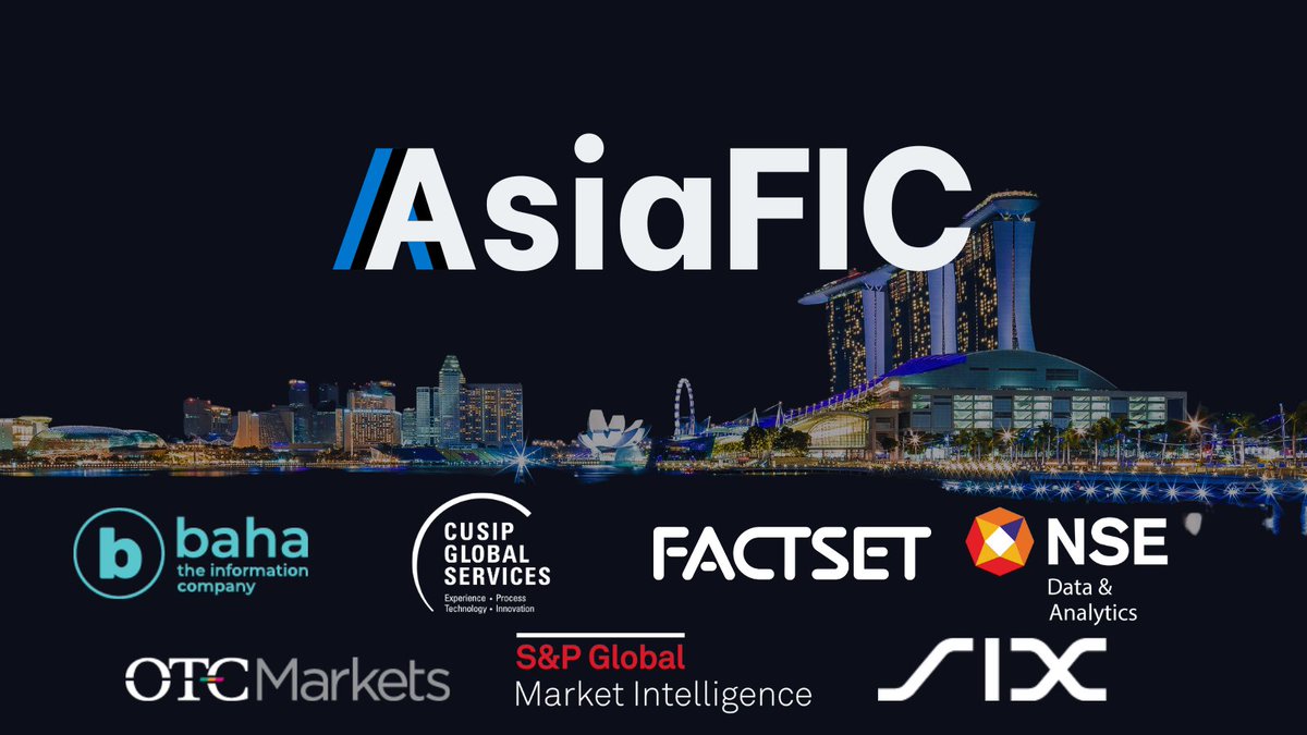 AsiaFIC 2024 has kicked off! Thank you to our Silver Sponsors:
@bahabusiness
@CUSIP_CGS
@FactSet
@NSEIndia
@OTCMarkets
@SPGlobal
@sixgroup