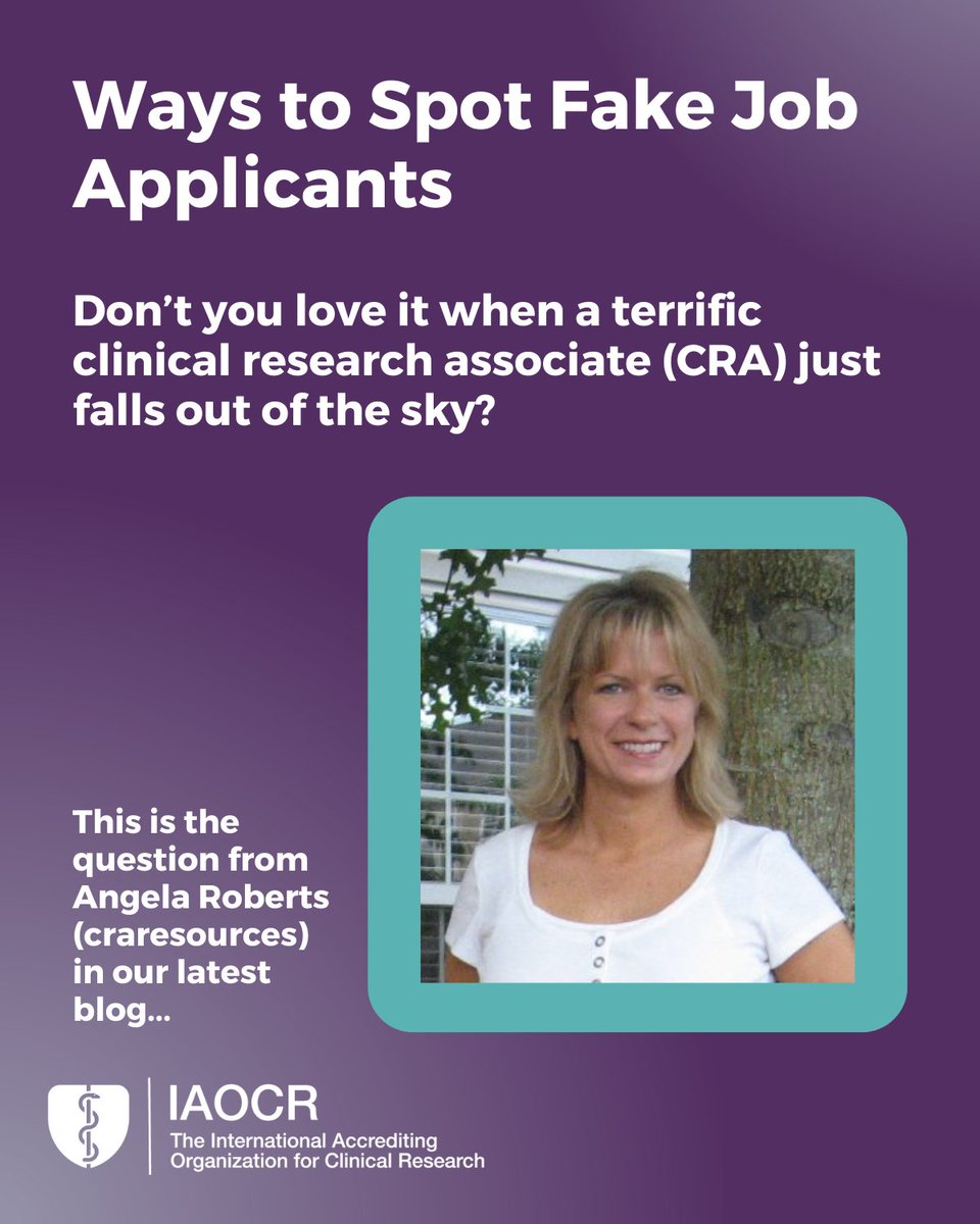 “Don’t you love it when a terrific CRA just falls out of the sky?” asks Angela Roberts, from <a href="/craresources/">craresources</a>. Click here to learn how sometimes things aren’t always as they seem and sometimes cautions are needed: iaocr.com/ways-to-spot-f… #clinicalresearch #CRA