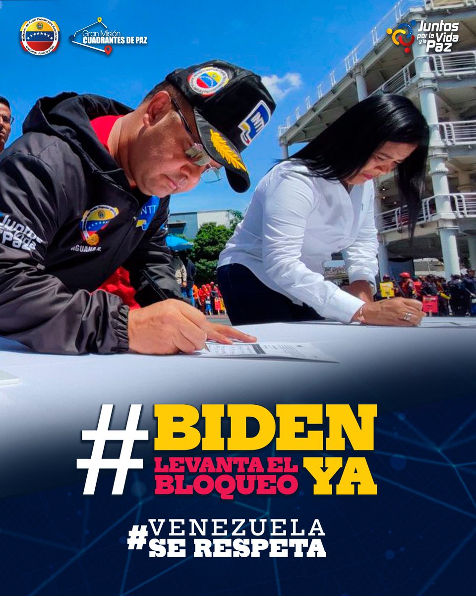 Desde las instalaciones de la <a href="/unesuniversidad/">Universidad Nacional Experimental de la Seguridad</a> trabajadores y trabajadoras del <a href="/MijpVzla/">MPPRIJP</a> dieron cita para recolectar firmas contra las medidas coercitivas unilaterales que ha impuesto el gobierno de los EEUU a Venezuela
#PorLaPazDerogaYa
#BidenDerogaElDecretoYa
#PorAmorAVenezuela