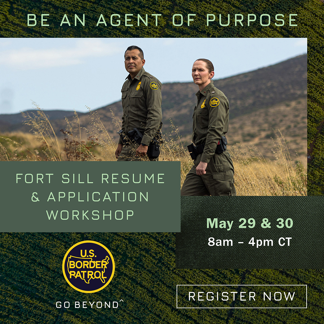 Ready to level up your resume? Get expert tips and application assistance and stand out from the crowd at the Fort Sill Resume and Application Workshop. Open to the public with Fort Sill access. Register today: go.dhs.gov/3wd #CBPCareers #NowHiring