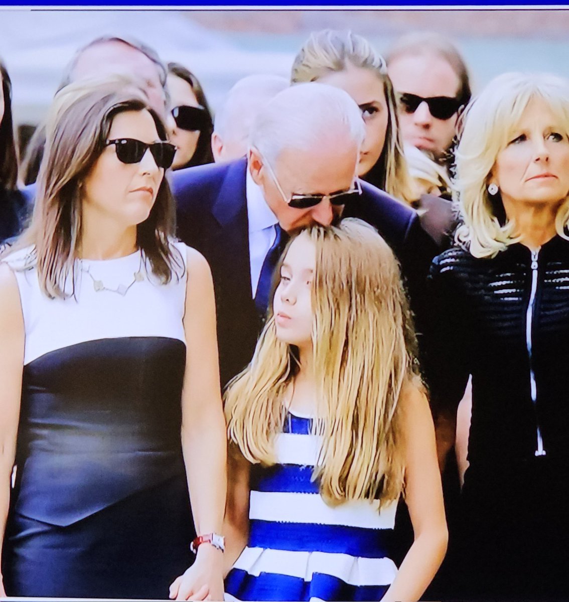 The Freak show, @JoeBiden just can't keep his fkg disgusting nose off, so damn creepy & incestuous how he sniffs women & girls, family or not #CreepyJoe
