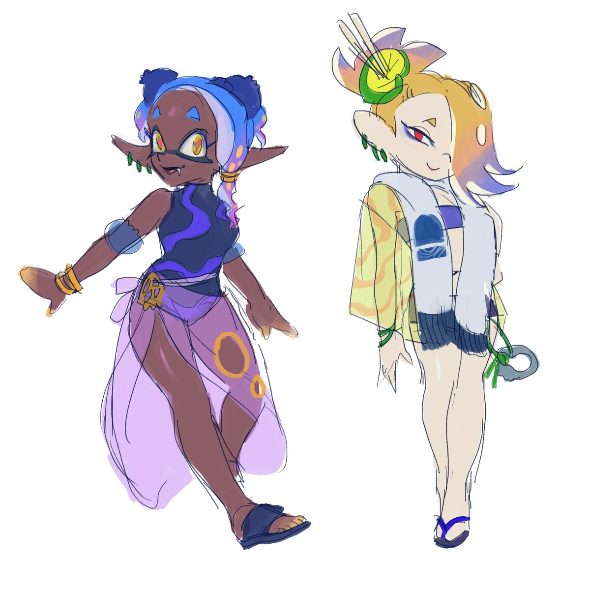 my take on summer nights frye and shiver... happy birthday splatoon #splatoon