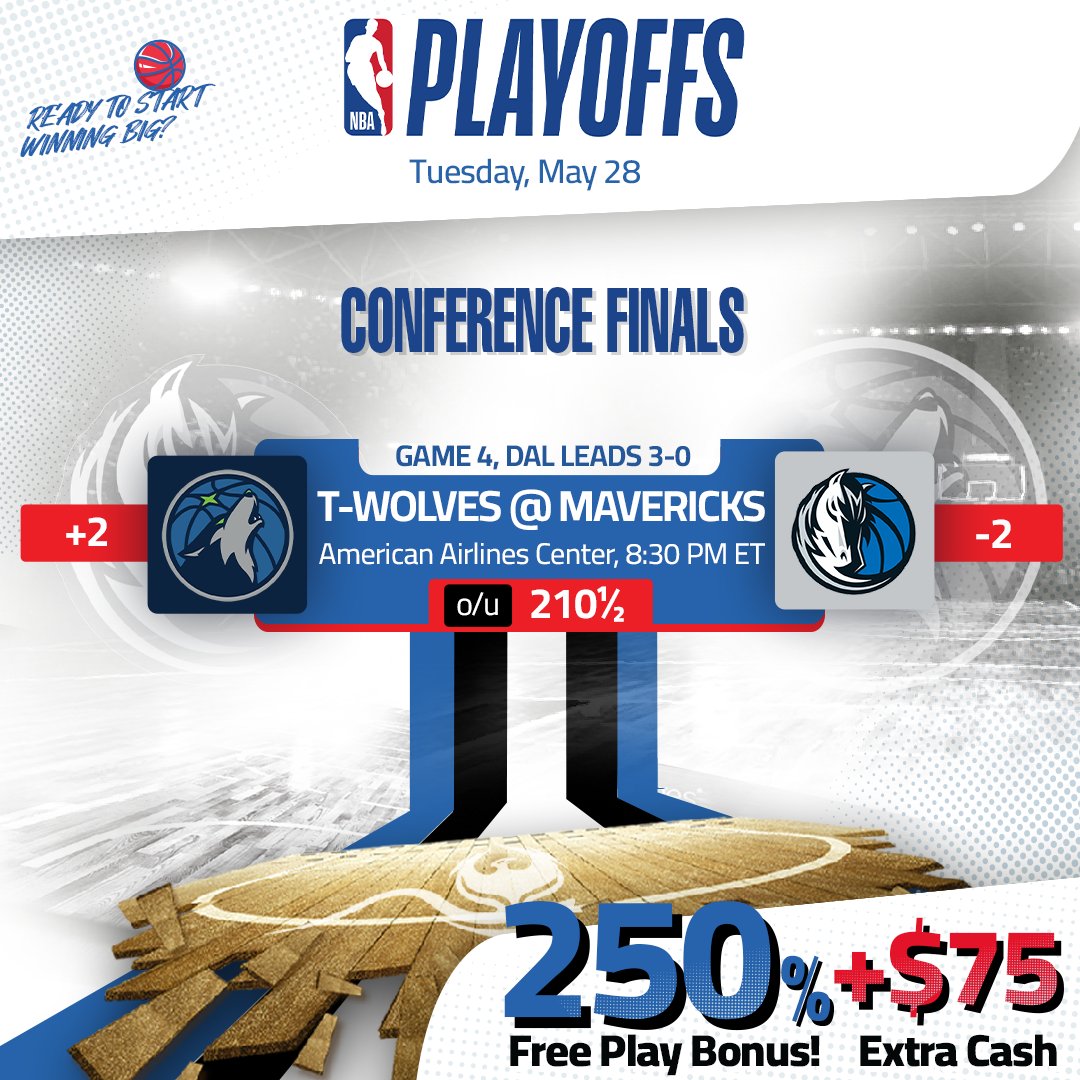 Great #NBA #ConferenceFinals Tuesday! 💵Join #BetPhoenix & Get $100 Check📌 🏀#Timberwolves @ #Mavericks 8:30 PM ET Dallas #OneForDallas looks to clinch the #NBAFinals tonight against Minnesota #WolvesBack. Get a 250% Bonus & lock your #NBABets!💰 #NBATwitter #NBATwitterLive