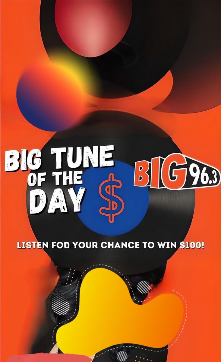 Listen to @TheRealSideshow in the Morning to find out the BIG TUNE OF THE DAY. 🎵
He’ll announce the artist and the song that you need to be listening for at 8am.
Missed the song and artist or just want more info on how it all works? ➡️ 963bigfm.com/contest/7924/b…