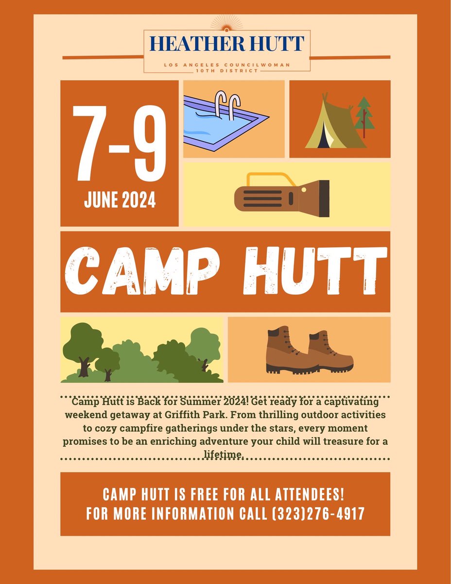 🌞 CCNP WILL HELP YOU APPLY FOR Camp Hutt Summer 2024! 🌞

🎉 CAMP HUTT IS FREE FOR ALL ATTENDEES!

📞 For more information, call (323) 276-4917.

#CampHutt #Summer2024 #GriffithPark #AdventureAwaits #FreeCamp #CCNP