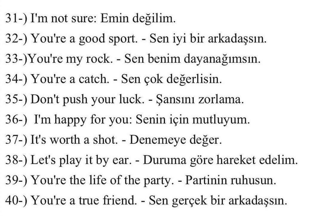 engIlIishdiIix's tweet image. 📌 Arkadaş ortamında işinize yarayabilecek 40 kalıbı listeledik. Kaydedin lazım olur. ✅