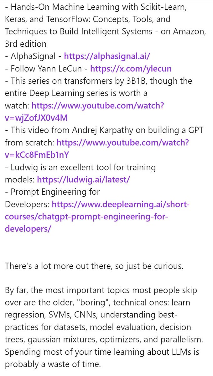 thejarodparker's tweet image. My advice to a friend interested in getting into AI/ML I&apos;ll repost here:
#ai #ml #alphasignal