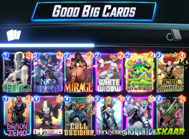 Play Big Dumb Cards Every Turn! With Shang-Chi play-rate at an all time low, slam down huge monsters with confidence! Mysterio into Sasquatch and Mockingbird and Nico copy spell into Skarr are 2 of your most dominating combos! First Look Highlights Below👇👇👇