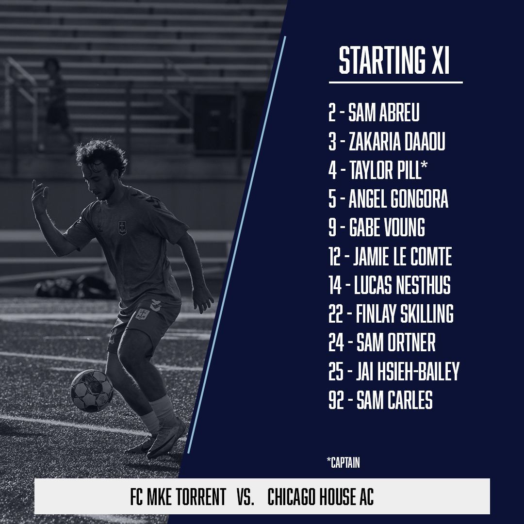 The starting XI for tonight's matchup!

#mketorrent #anchorsdown #supportlocalsoccer