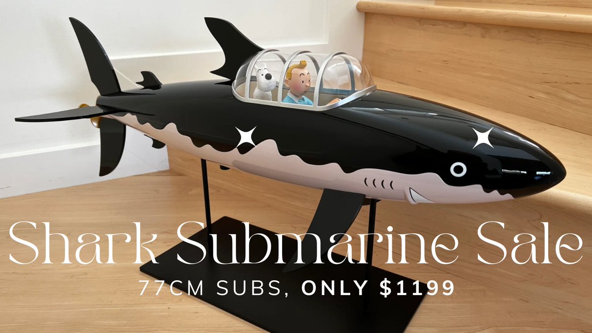 sausalitoferry's tweet photo. 🔥 77cm Shark Submarine SALE, Only $1199  (Original price $1599) 🔥

Shop the Iconic Tintin piece on sale now ➔  https://t.co/pTo2WQo8x3

#tintinsharksubmarine #tintinicons #submarineshark #modelsubmarine #tintinsale #hergé #sausalitoferry #sausalito #california #shopsmall https://t.co/0oa53ZEtt0