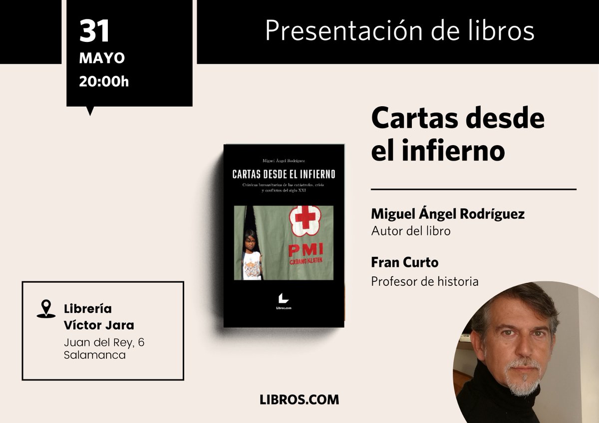 Marodriguez1971's tweet image. Llegó el día.
Este viernes, 31 de mayo, 20:00 horas, @LVictorJara de Salamanca.
Emocionado es poco. E infinitamente agradecido.
#CartasDesdeElInfierno @libroscom