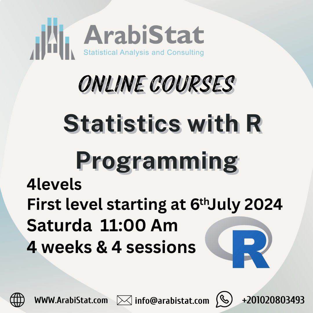 لو عايز تتعلم التحليل الإحصائي بإستخدام لغة آر
اكاديمية عربيستات بتعلن عن كورس تعلمالتحليل الإحصائي  بإستخدام برنامج  آر
الكورس مخفض للطلبة 
الكورس لا يتطلب أي معرفه مسبقة بالتحليل الإحصائي او ال آر

سجل بياناتك
forms.gle/eKUCc6NytzGVvb…