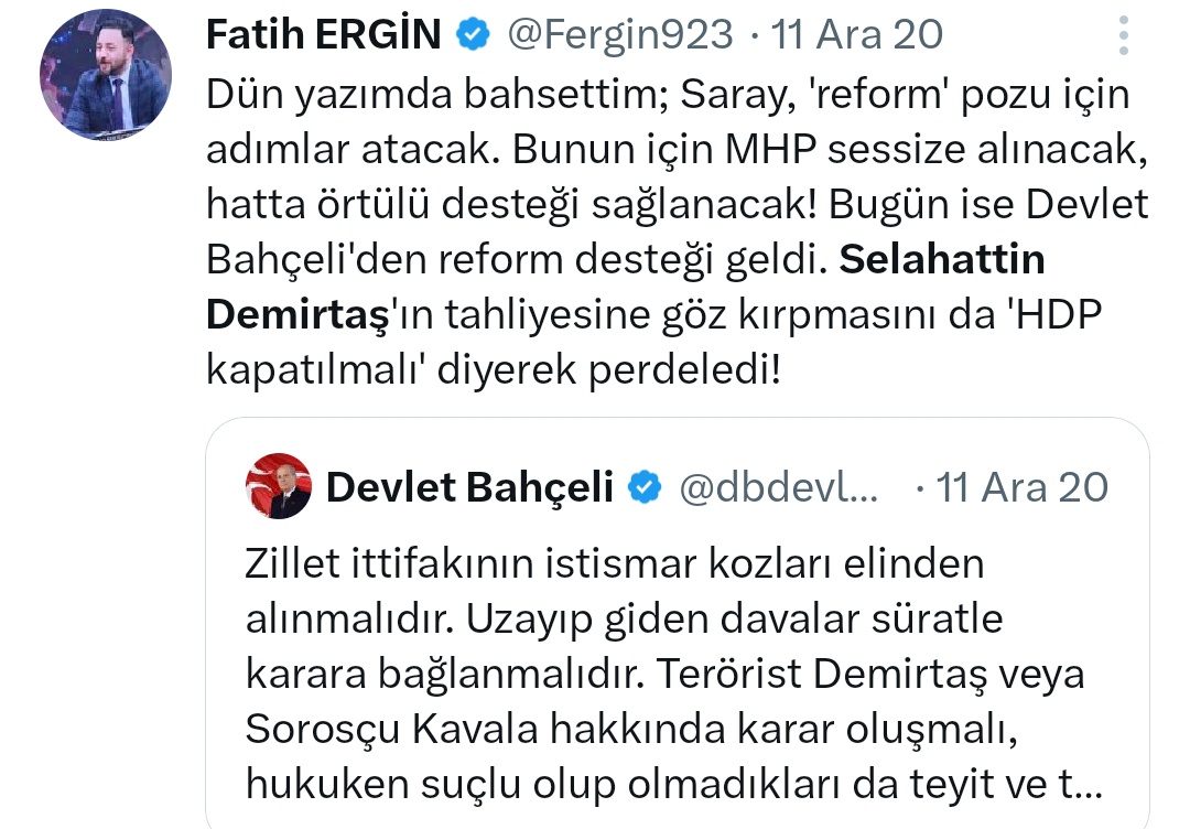 Sende omurga varsa hesabını kapatıp şerefinle limon satarsın! Selahattin Demirtaş ile birlikte Kemal Kılıçdaroğlu'na oy verdin hâlen MHP'ye ve Lider Devlet Bahçeli'ye karşı şizofreni kurgular üretiyorsun. @Fergin923