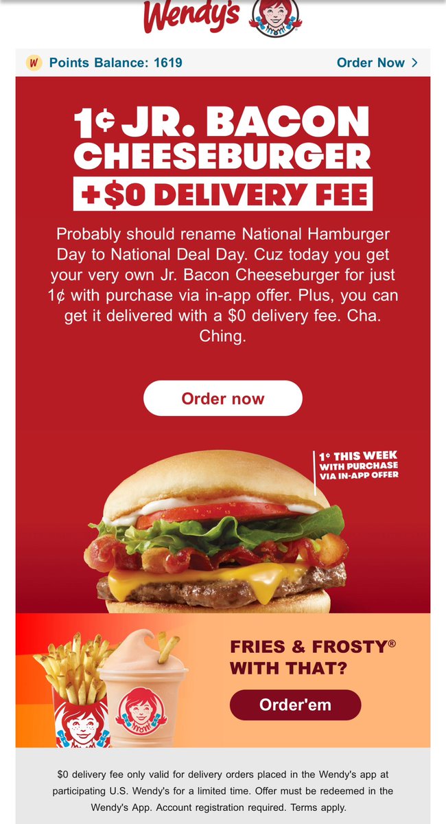 This is a first for me! I used @DoorDash to get my @Wendys Double Pretzel Baconator and got a Jr. bacon cheeseburger for 1¢ AND #FreeDelivery! I used the money I saved to tip my #DoorDash driver $5! Thank you #Wendys #NationalBurgerMonth #WhatsForDinner #BurgerLove #TipYourDriver