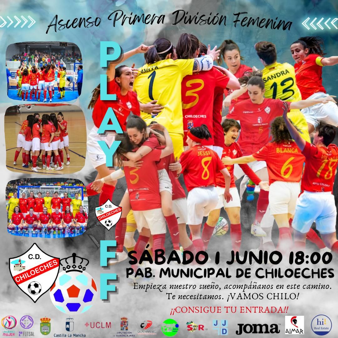 ‼️ PLAY OFF ASCENSO A 1a DIVISIÓN ‼️

Nuestras chicas lo han vuelto a hacer y de nuevo lucharán por ascender a 1a y necesitan el apoyo de la afición!!!

<a href="/CDChiloeches/">CD Chiloeches</a> 🔴⚪ 
<a href="/Teldeportivo/">Teldeportivo</a> 🟡🔵

Partido de ida:
Sábado 1 junio 18,00h
Pabellon de Chiloeches

🎫 VENTA DE ENTRADAS 👇