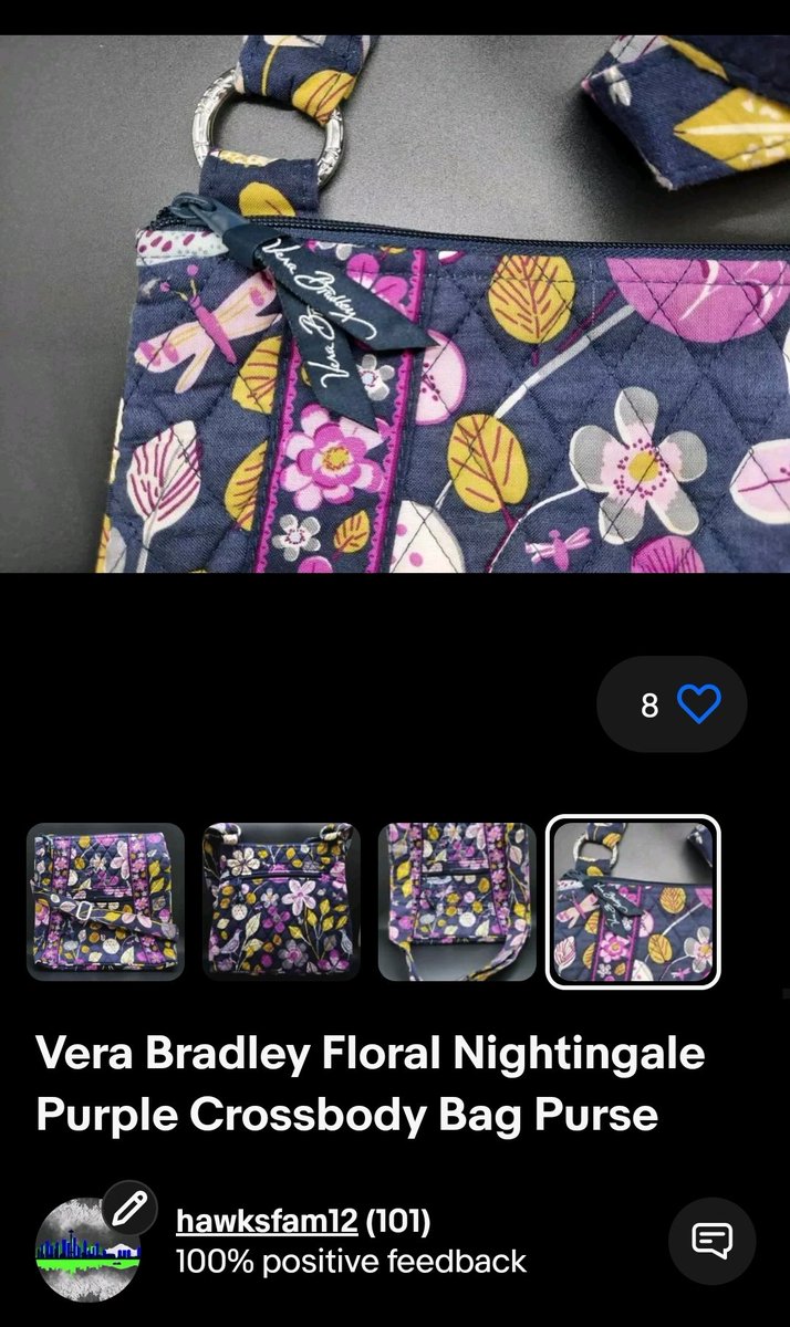 Stylish & Functional 👜💜
Check out this gorgeous Vera Bradley adjustable cross-body bag. Featuring a beautiful floral nightingale pattern, this bag is the perfect accessory for any occasion
🔗 in bio
#eBayDeals 
#thriftstorefinds
#VeraBradley