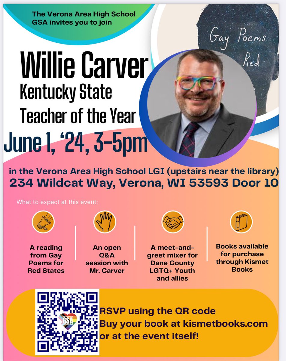 If you are in Madison, Wisconsin this weekend come to this free event open to the public. Author, advocate and teacher of the year <a href="/WillieETCarver/">Willie Edward Taylor Carver Jr.</a> will be doing an author event, book signing and Q&amp;A. Hope to see you all there! #pridemonth