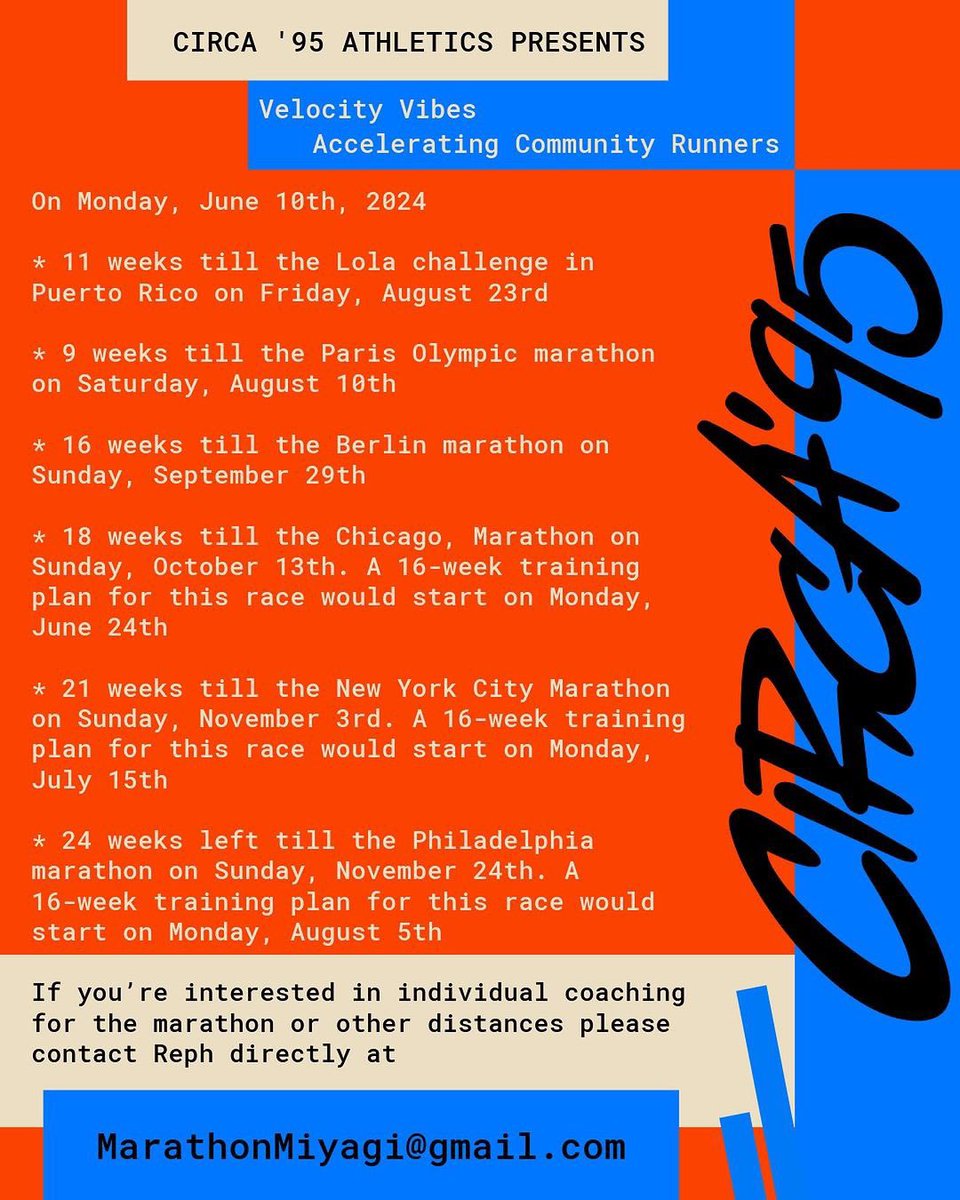 Uptowncollectiv's tweet photo. #Repost #circa95
CIRCA ‘95 ATHLETICS PRESENTS
Velocity Vibes : Accelerating Community Runners
Marathon Training Program
Starting Tuesday, May 28th, you’re invited to join us for weekly runs uptown…
https://t.co/p5r77VUfpg https://t.co/D3KfEJuuqd
