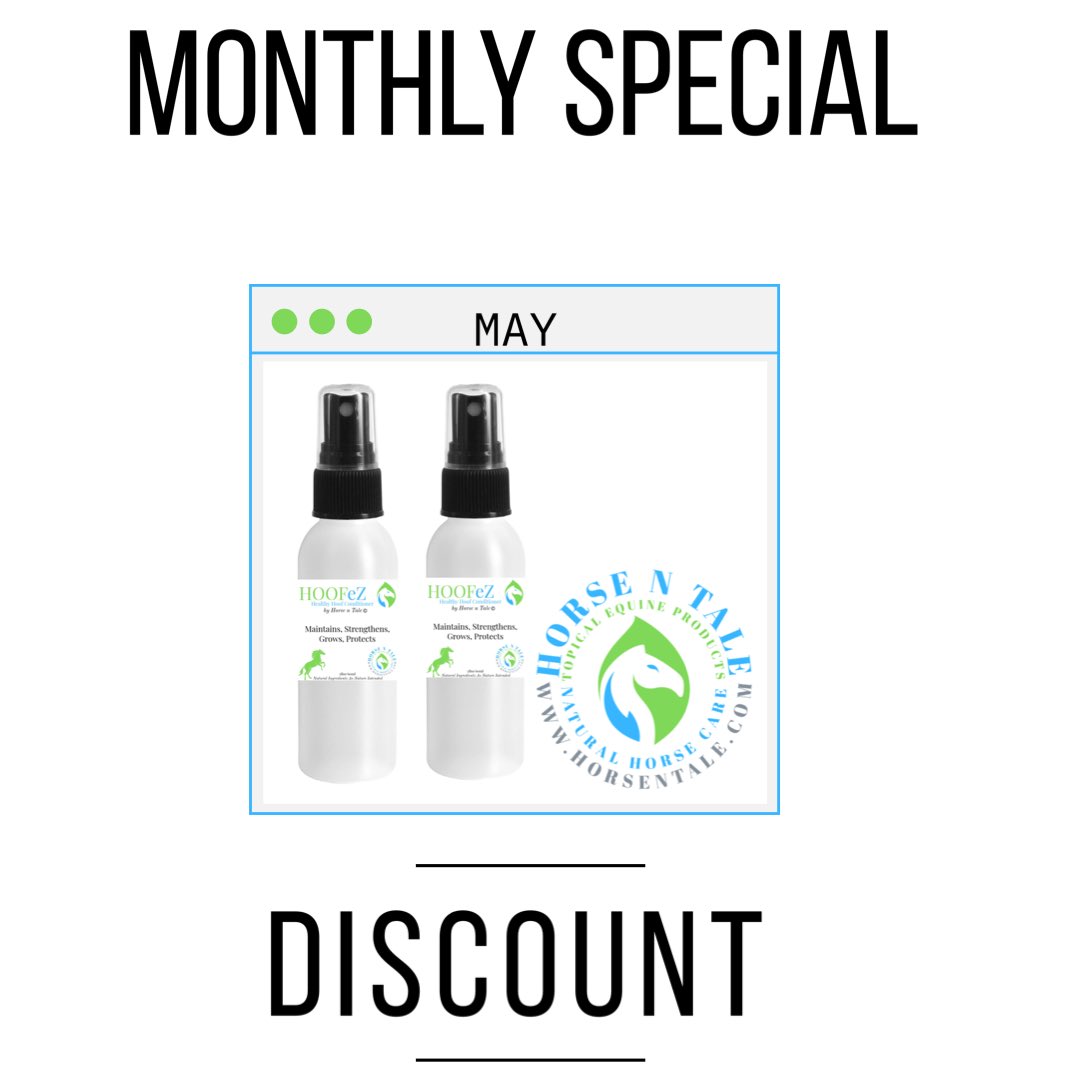 Last few days to snag our #MAY MONTHLY SPECIAL #HoofEz #Conditioning Spray. Discount Ends 31st.

#horsentale #topicalequineproducts #naturalhorsecare 
#equine #horse 
#naturalingredients 
#teamhnt #teamhorsentale 
#horselover  #hoof #hooves  #healthyhooves #hoove #hoofconditioner