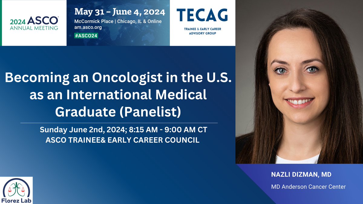 🗓️Excited about this brilliant @ASCOTECAG panel on Becoming an Oncologist in the U.S. as an #IMG at #ASCO24‼️ 🗓️ Join Dr. @NazliDizman from 8:15-9:00am on Sunday 2nd June↔️add to your calendar so you don't miss it! @ASCO