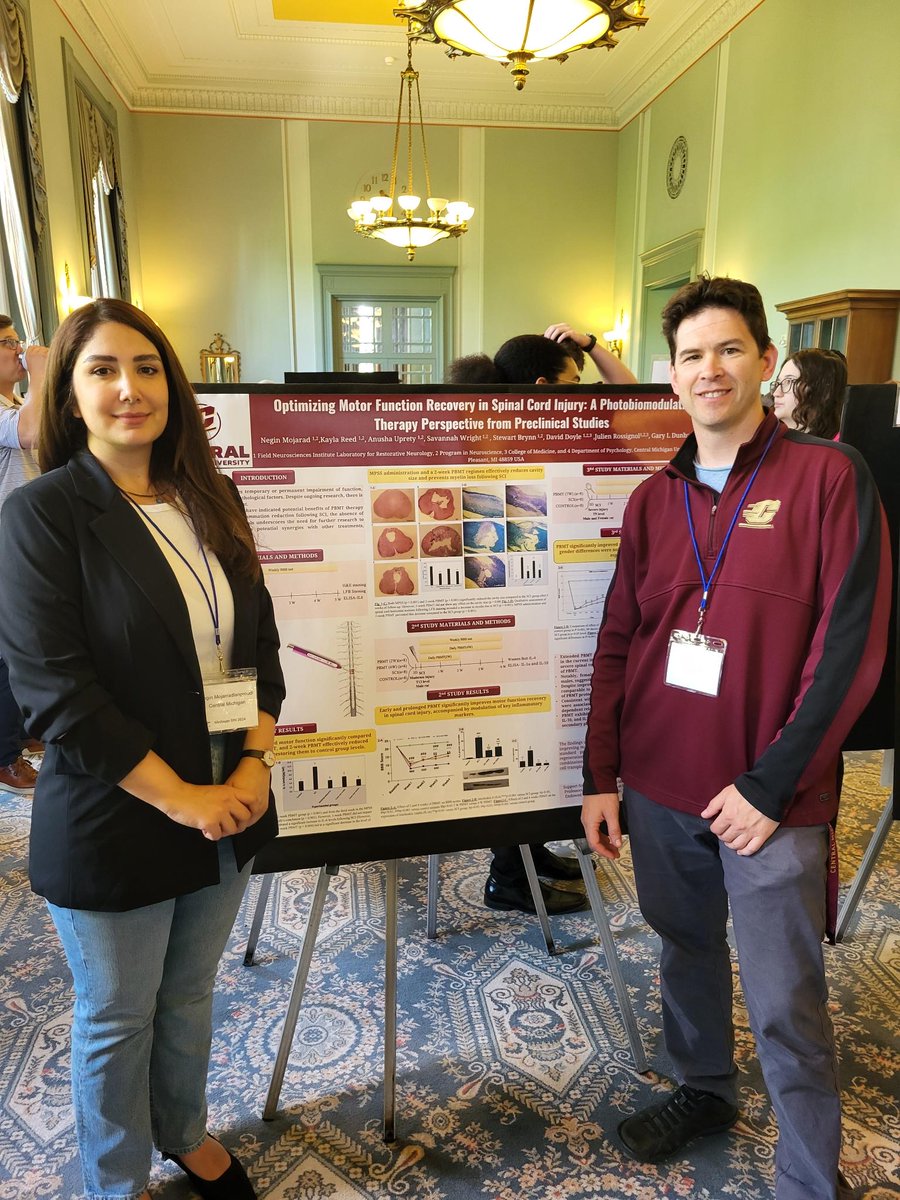 Negin Mojarad presented her research at <a href="/SfnMichigan/">SFN Michigan Chapter</a>
 titled "Optimizing Motor Function Recovery In #Spinal #Cord #Injury: A Photobimodulation Therapy
Perspective From Preclinical Studies" funded by Jeff Lichon Spinal Cord Injury Foundation. <a href="/CmichOrgs/">CMICH ORGS</a>. <a href="/j_rossignol/">Julien Rossignol</a>