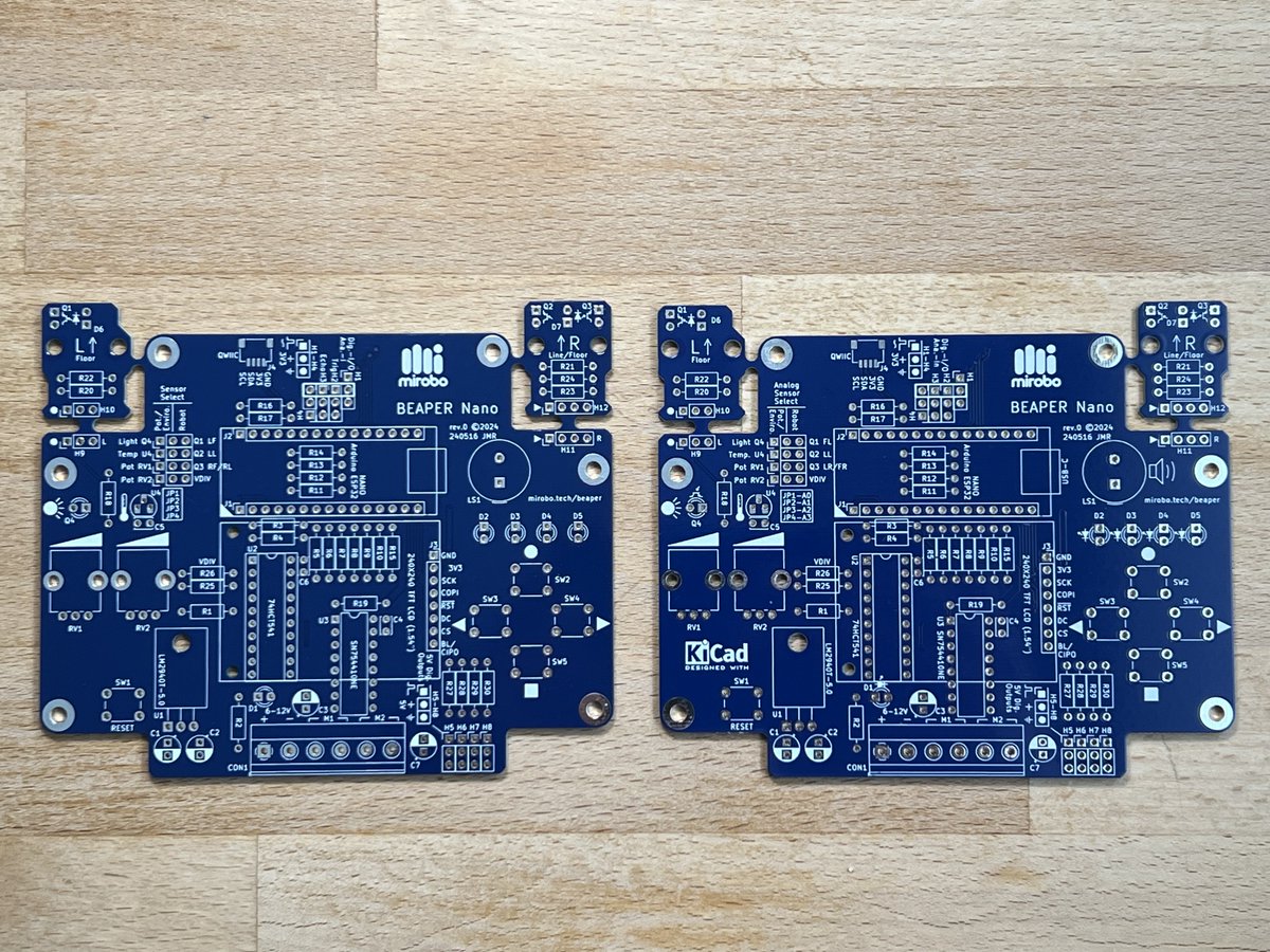 Just got my second set of BEAPER Nano beginner #ARDUINO Nano ESP32 prototype boards from @PCBWayOfficial !😁

No major circuit changes, but I fixed the display mounting holes and some silkscreen legends on the new one (right).

Find out more: pcbway.com/project/sharep…