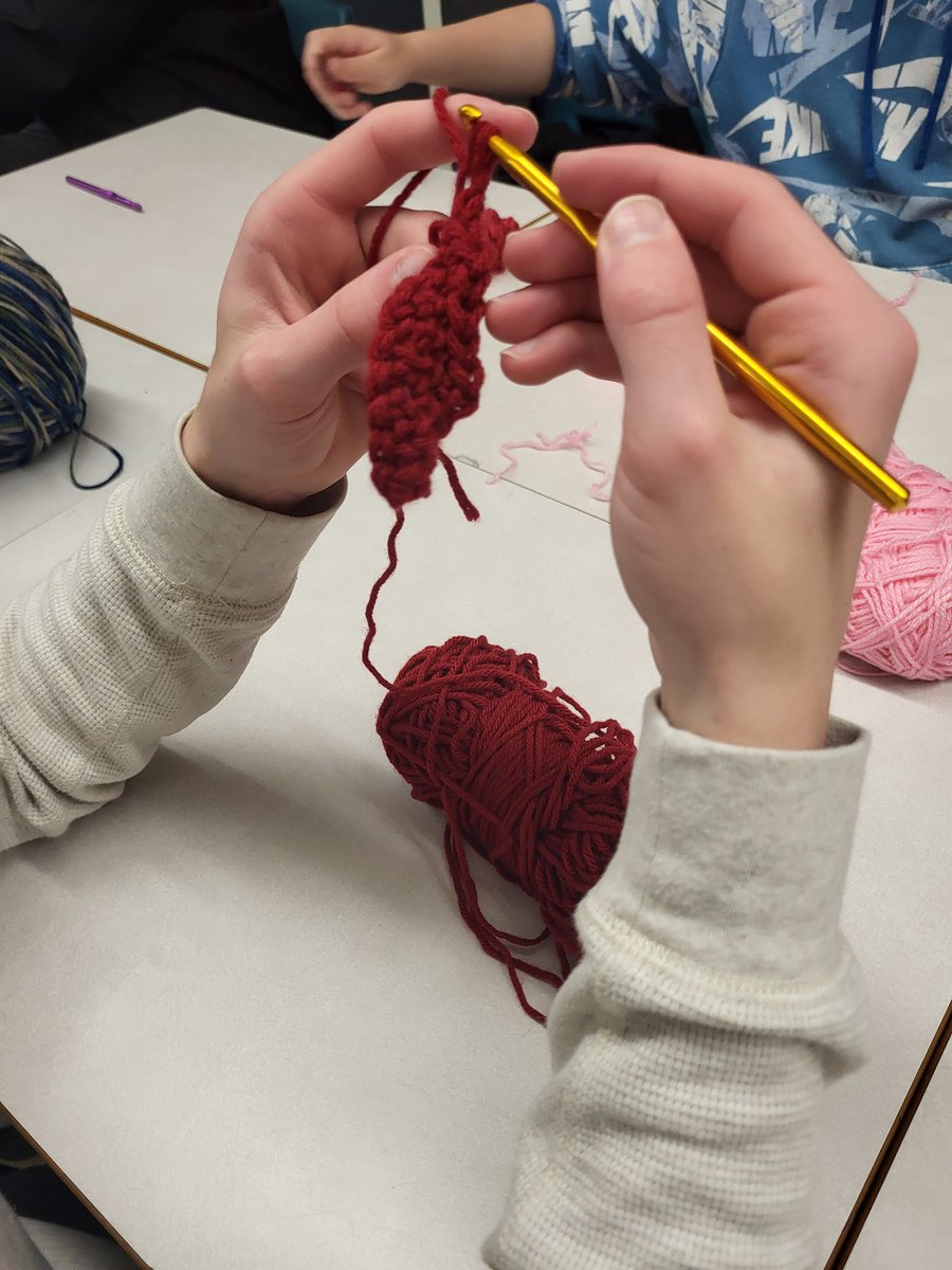 Crocheting is relaxing and many of our students have picked it up after learning how to crochet in tech class! You never know when you'll see a student with a ball of yarn and a crochet hook!
