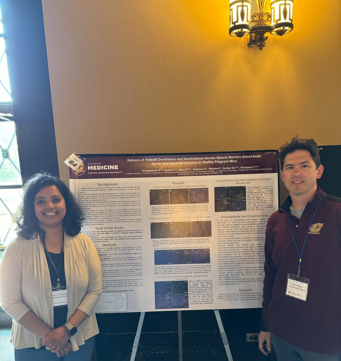 <a href="/BSrinageshwar/">BhairaviSrinageshwar</a>  presented her research at <a href="/SfnMichigan/">SFN Michigan Chapter</a>  titled "Delivery Of PAMAM Dendrimers And Dendriplexes Across Natural Barriers (Blood-Brain Barrier And Placental Barriers) In Healthy Pregnant Mice". Mentored by <a href="/j_rossignol/">Julien Rossignol</a> @CMU_Medicine <a href="/SfNtweets/">Society for Neuroscience (SfN)</a>