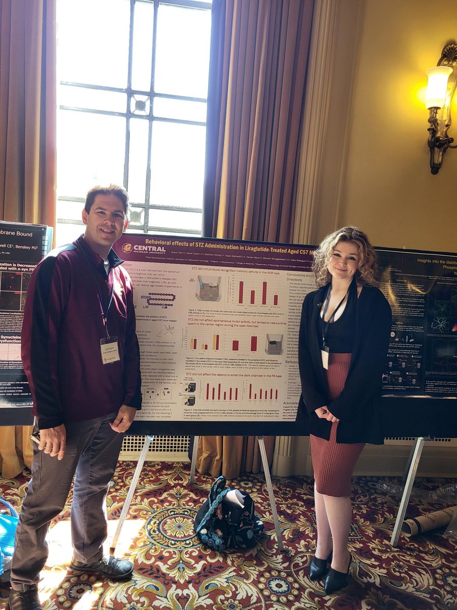 Grace Tavi  presented her research at <a href="/SfnMichigan/">SFN Michigan Chapter</a>
 titled "Behavioral Effects Of STZ Administration In Liraglutide-Treated Aged C57 Mice". Mentored by Dr Gary Dunbar and <a href="/j_rossignol/">Julien Rossignol</a>  @CMU_Medicine
 <a href="/SfNtweets/">Society for Neuroscience (SfN)</a> <a href="/cmichCLASS/">College of Liberal Arts & Social Sciences</a>
