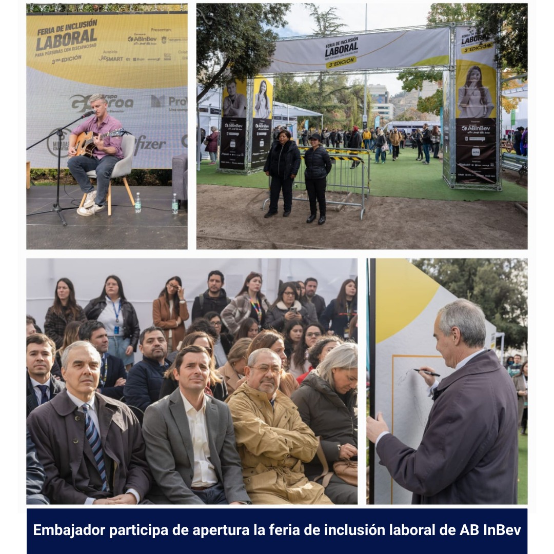 El Embajador Paulo Pacheco participó hoy de la feria de inclusión laboral promovida por la empresa con capital brasileño @AbInBev_cl_, juntamente con la @muni_provi y otros socios.

El evento, con más de 50 empresas, puso a disposición más de dos mil puestos de trabajo para